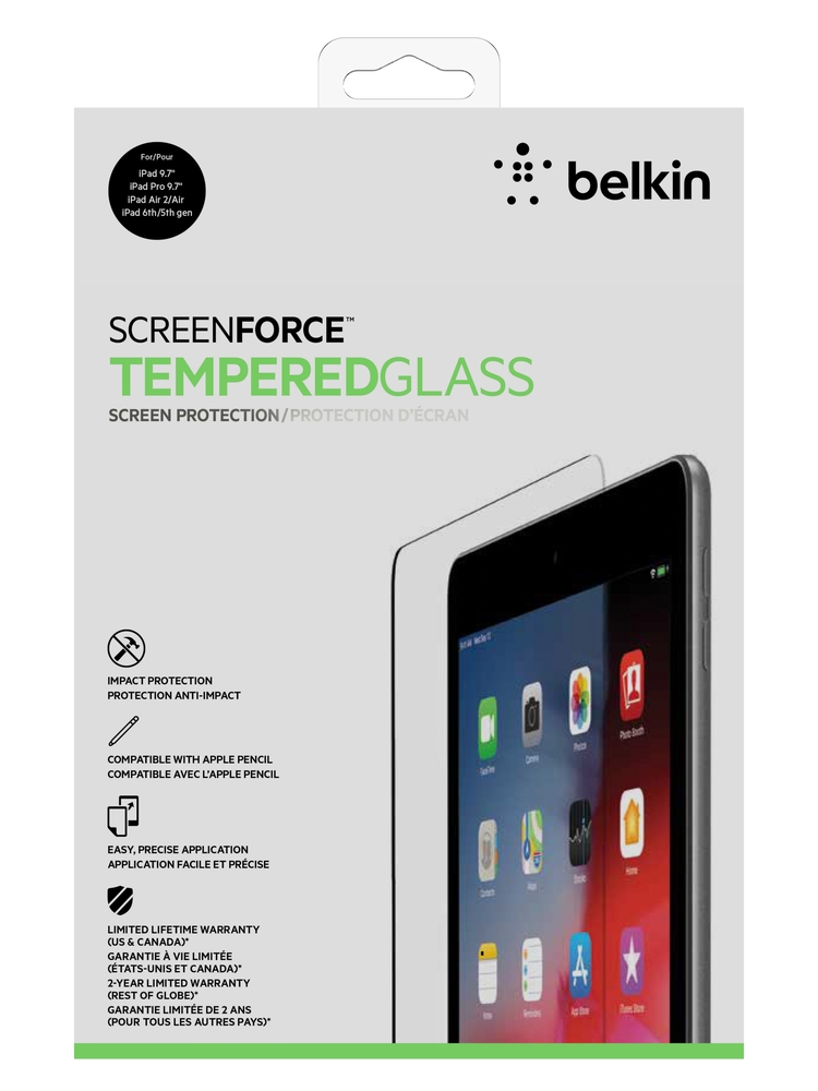 BELKIN F8W933zz SCREENFORCE TEMPERED GLASS IPAD 9.7”, IPAD AIR, IPAD PRO, IPAD AIR 2, IPAD 5TH GEN, IPAD 6TH GEN) BELKIN F8W933zz SCREENFORCE TEMPERED GLASS IPAD 9.7”, IPAD AIR, IPAD PRO, IPAD AIR 2, IPAD 5TH GEN, IPAD 6TH GEN)