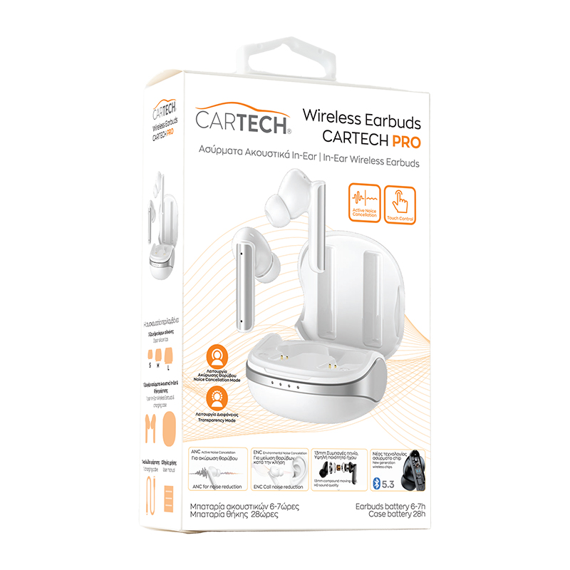 Ασύρματα Ακουστικά In-Ear Bluetooth Cartech Pro Λευκά 29677 Ασύρματα Ακουστικά In-Ear Bluetooth Cartech Pro Λευκά 29677