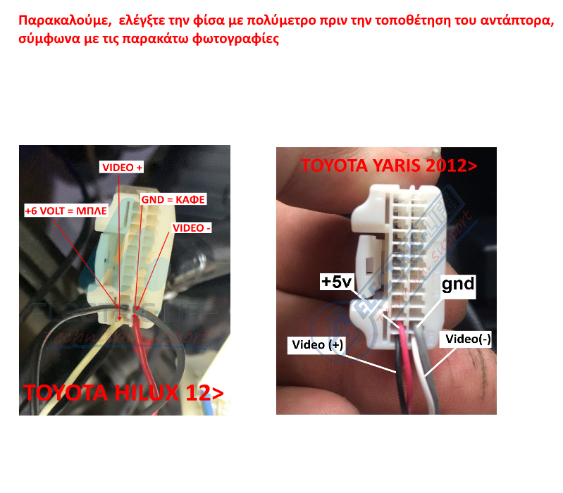 Αντάπτορας 24 επαφών διατήρησης εργοστασιακής κάμερας μετα την τοποθέτηση after market πηγής συμβατός με Toyota, εξαιρείται το Yaris 2012 >
H τοποθέτηση του αντάπτορα γίνεται πίσω στην κάμερα. Οχι πίσω απο την οθόνη
Σημείωση: Πάντα να τσεκάρετε τη
Αντάπτορας 24 επαφών διατήρησης εργοστασιακής κάμερας μετα την τοποθέτηση after market πηγής συμβατός με Toyota, εξαιρείται το Yaris 2012 >
H τοποθέτηση του αντάπτορα γίνεται πίσω στην κάμερα. Οχι πίσω απο την οθόνη
Σημείωση: Πάντα να τσεκάρετε τη