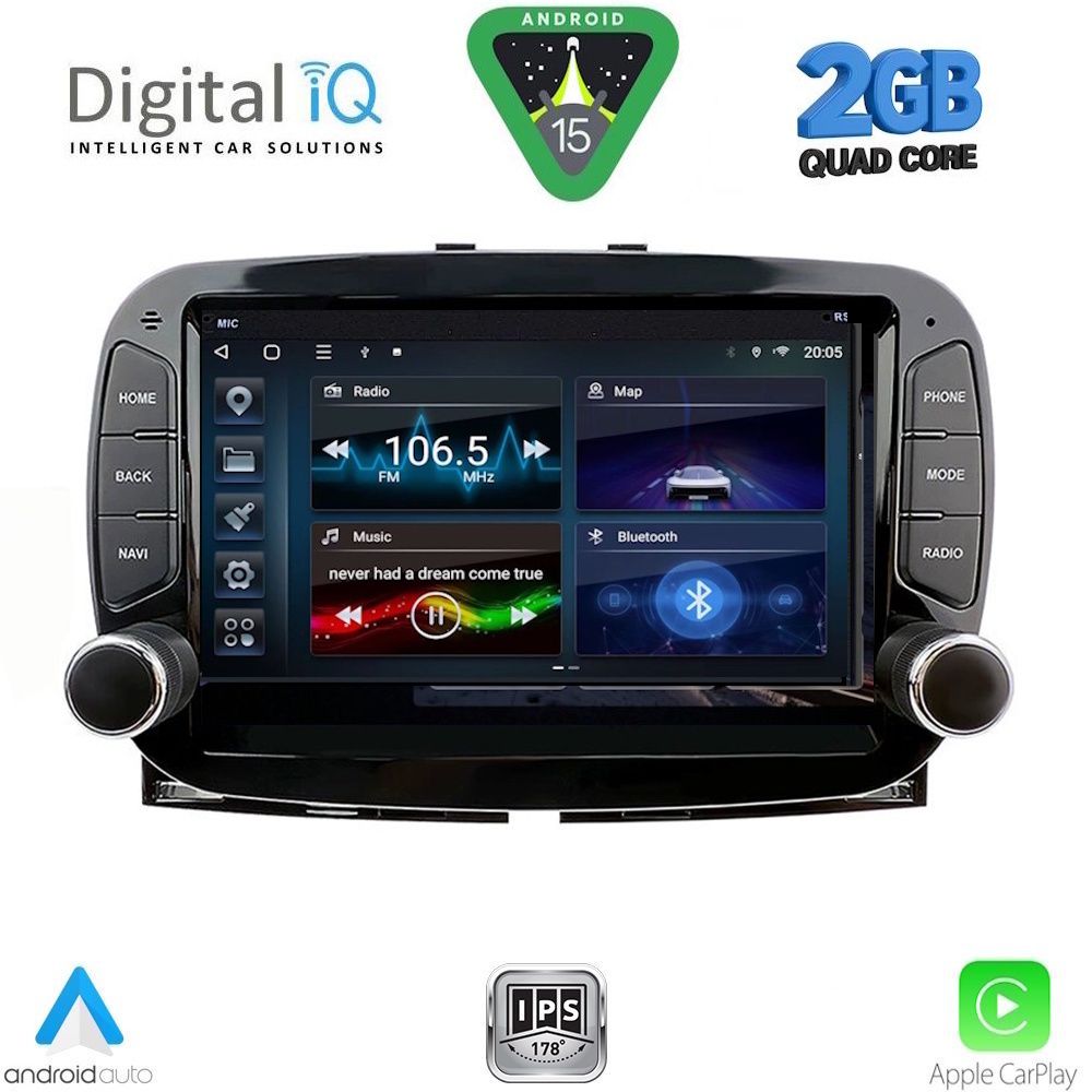 DIGITAL IQ BLD 298_CPA (7" DECK) MULTIMEDIA SYSTEM for FIAT 500 mod. 2016-2025 DIGITAL IQ BLD 298_CPA (7" DECK) MULTIMEDIA SYSTEM for FIAT 500 mod. 2016-2025