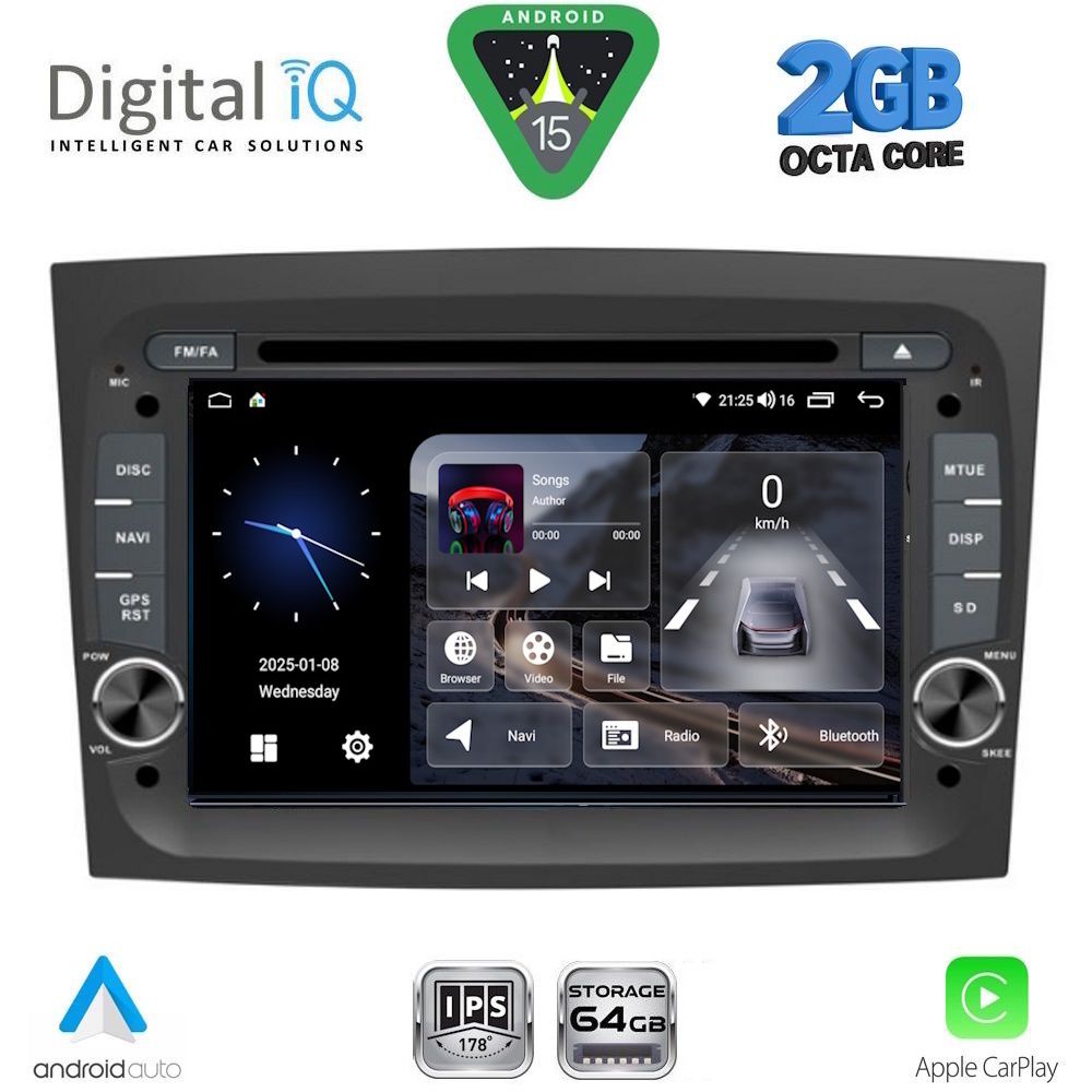 DIGITAL IQ BLE 338_CPA (7" DECK) MULTIMEDIA SYSTEM for FIAT DOBLO mod. 2015-2022 - OPEL COMBO mod. 2015-2018 DIGITAL IQ BLE 338_CPA (7" DECK) MULTIMEDIA SYSTEM for FIAT DOBLO mod. 2015-2022 - OPEL COMBO mod. 2015-2018