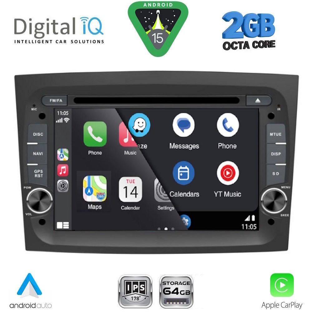 DIGITAL IQ BLE 338_CPA (7" DECK) MULTIMEDIA SYSTEM for FIAT DOBLO mod. 2015-2022 - OPEL COMBO mod. 2015-2018 DIGITAL IQ BLE 338_CPA (7" DECK) MULTIMEDIA SYSTEM for FIAT DOBLO mod. 2015-2022 - OPEL COMBO mod. 2015-2018
