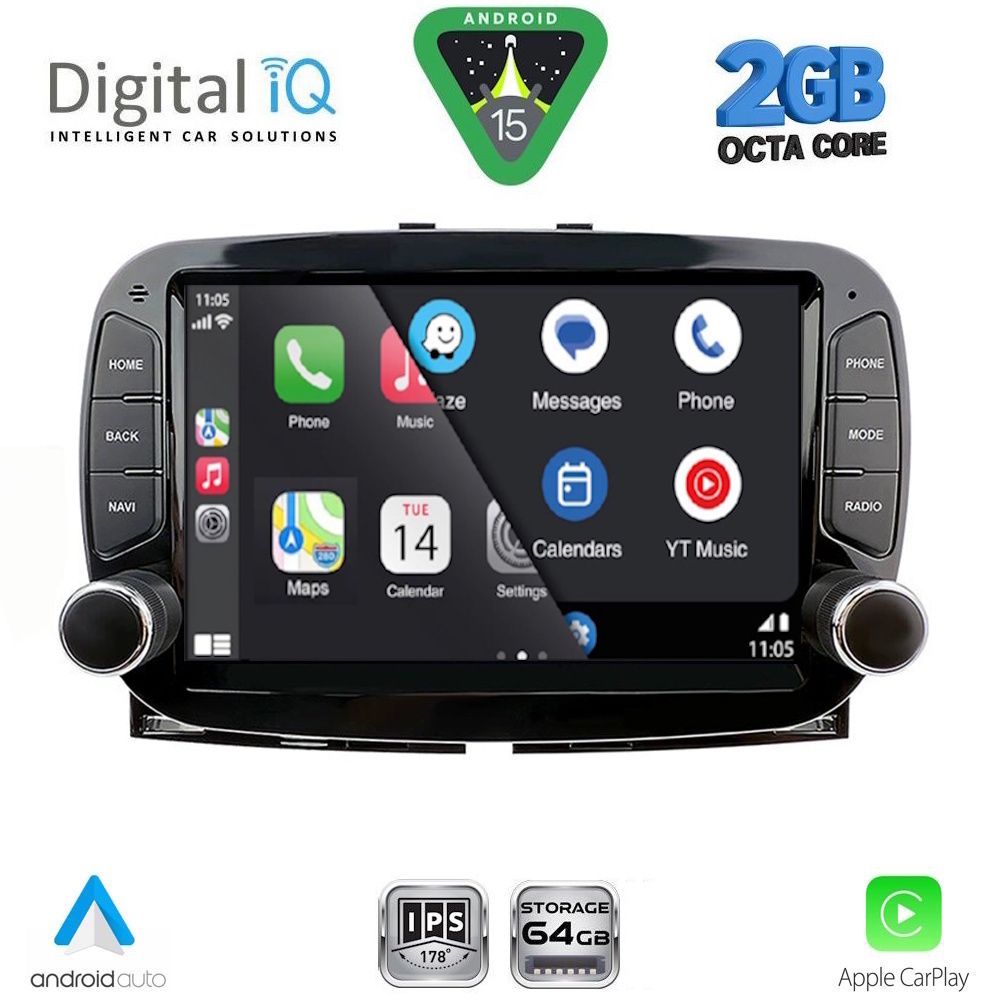 DIGITAL IQ BLE 398_CPA (7" DECK) MULTIMEDIA SYSTEM for FIAT 500 mod. 2016-2025 DIGITAL IQ BLE 398_CPA (7" DECK) MULTIMEDIA SYSTEM for FIAT 500 mod. 2016-2025