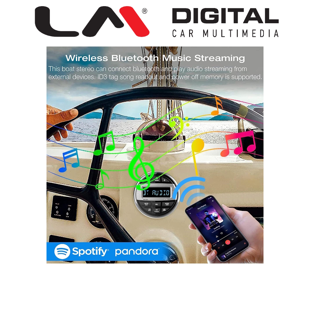 Μαύρο Marine MP3 Player lP6X waterproof, FM/AM receiver,Bluetooth 5.0 , FM radio with 18 stations preset, Bluetooth Music Streaming, can connect amplifier, Multiple compatibility. Μαύρο Marine MP3 Player lP6X waterproof, FM/AM receiver,Bluetooth 5.0 , FM radio with 18 stations preset, Bluetooth Music Streaming, can connect amplifier, Multiple compatibility.