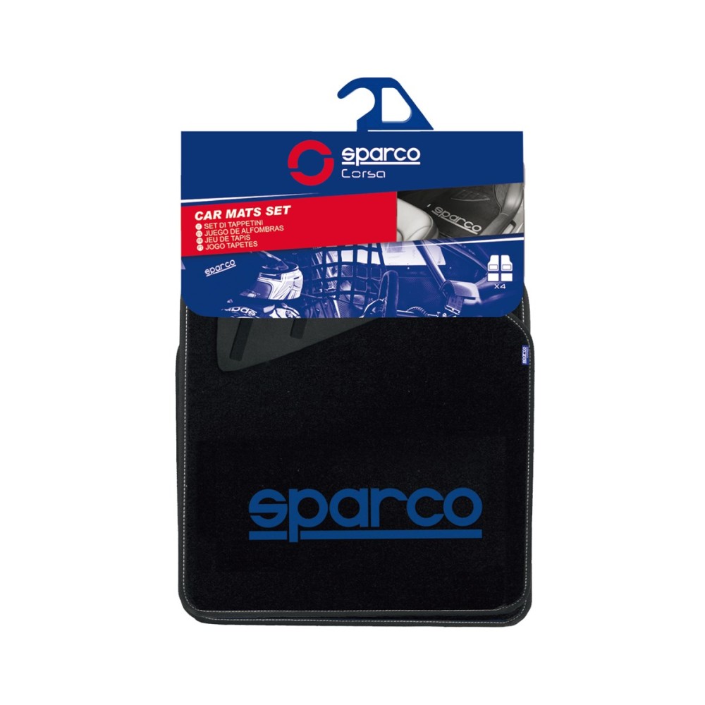 Μοκέτα Μαύρη με Μπλε logo 4τμχ Sparco Μοκέτα Μαύρη με Μπλε logo 4τμχ Sparco