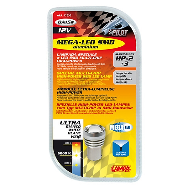 Lampa ΛΑΜΠΑΚΙ P21W 12V BA15s MEGA-LED5 Lampa ΛΑΜΠΑΚΙ P21W 12V BA15s MEGA-LED5