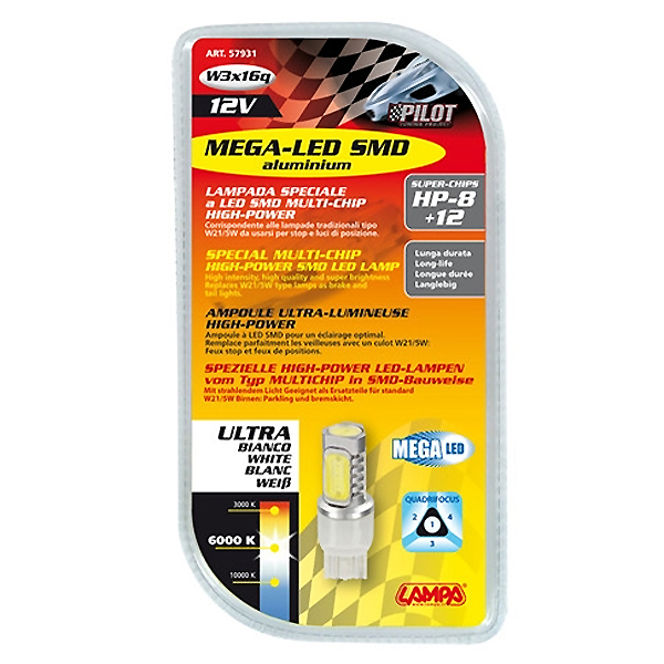 Lampa ΛΑΜΠΑΚΙ W21/5W 12V W3x16q MEGA-LED 20 Lampa ΛΑΜΠΑΚΙ W21/5W 12V W3x16q MEGA-LED 20