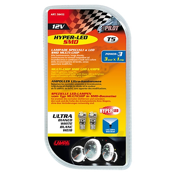 Lampa T5 12V ΛΕΥΚΟ 3SMDx1CHIPS HYPER-LED2 Lampa T5 12V ΛΕΥΚΟ 3SMDx1CHIPS HYPER-LED2