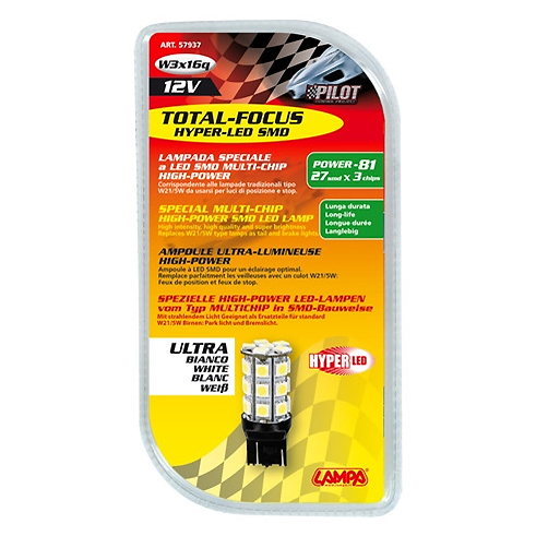 Lampa ΛΑΜΠΑΚΙ W21/5W 12V HYPER-LED 81 Lampa ΛΑΜΠΑΚΙ W21/5W 12V HYPER-LED 81