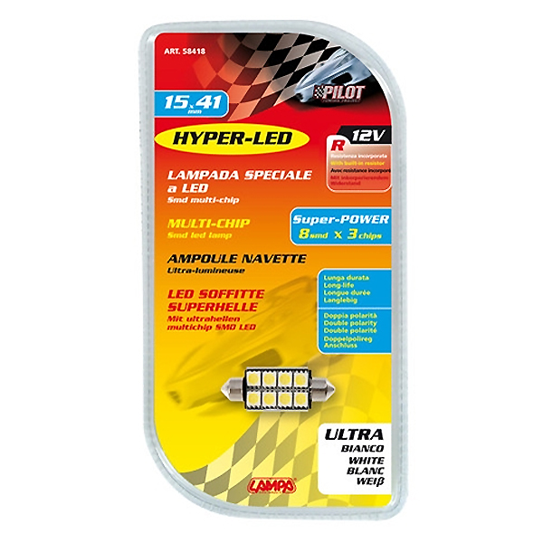 Lampa ΛΑΜΠΑΚΙ ΠΛΑΦΟΝΙΕΡΑΣ 15x41mm HYPER-LED 24 Lampa ΛΑΜΠΑΚΙ ΠΛΑΦΟΝΙΕΡΑΣ 15x41mm HYPER-LED 24