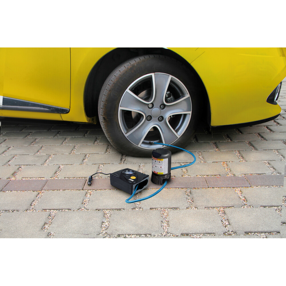 Lampa Κομπρεσέρ Ελαστικών 12V 450ml με υγρό επισκευής 450ml Μανόμετρο & Μετρητή Πίεσης Lampa Κομπρεσέρ Ελαστικών 12V 450ml με υγρό επισκευής 450ml Μανόμετρο & Μετρητή Πίεσης