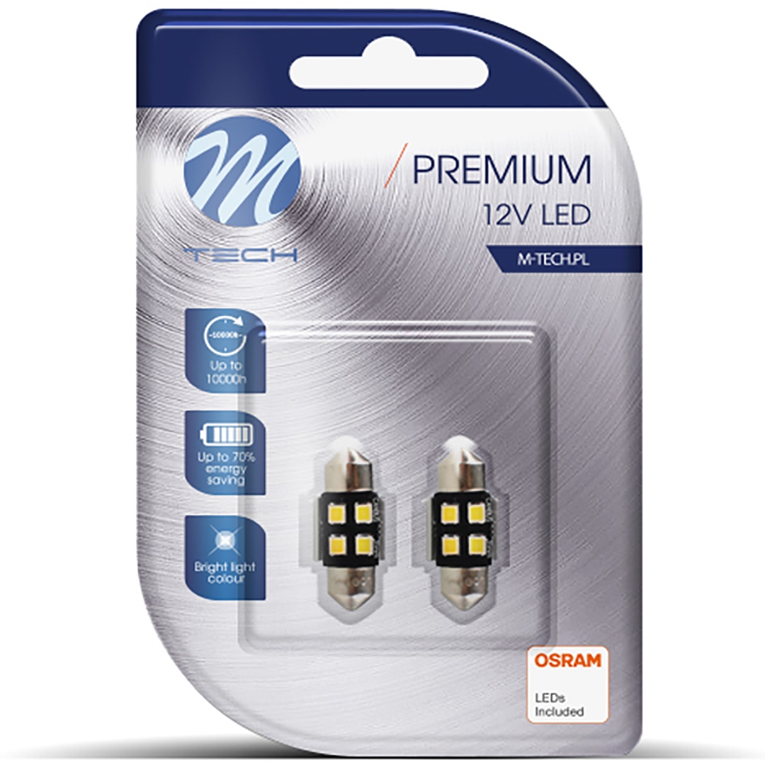 ΛΑΜΠΑΚΙΑ ΠΛΑΦΟΝΙΕΡΑΣ C5W/C10W 12V SV8.5 0,5W 31mm 4xSMD2835 LED OSRAM CAN-BUS ΛΕΥΚΟ 2ΤΕΜ. M-TECH ΛΑΜΠΑΚΙΑ ΠΛΑΦΟΝΙΕΡΑΣ C5W/C10W 12V SV8.5 0,5W 31mm 4xSMD2835 LED OSRAM CAN-BUS ΛΕΥΚΟ 2ΤΕΜ. M-TECH