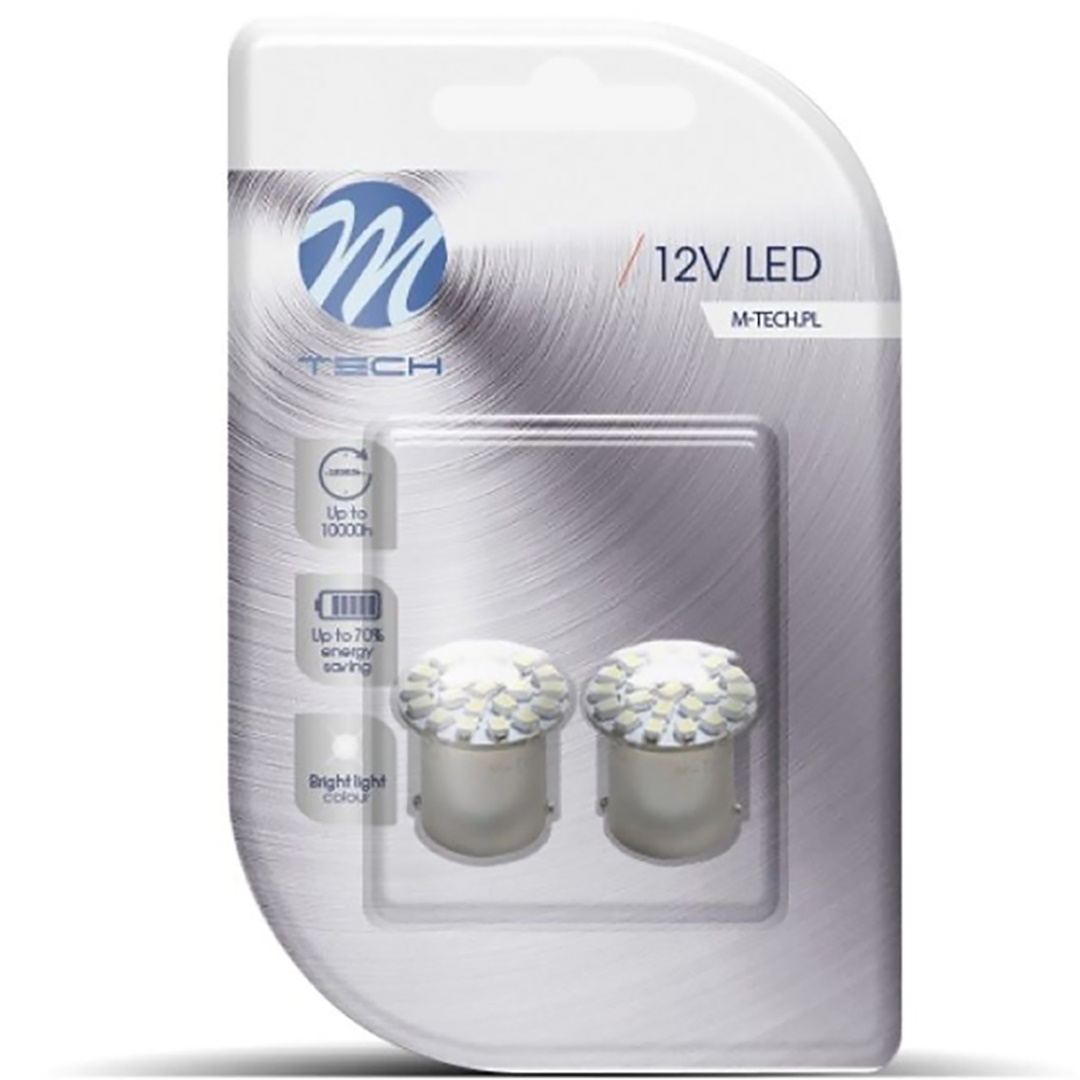 R5W/R10W 12V BA15s 1,44W LED 22xSMD3020 PREMIUM ΛΕΥΚΟ BLISTER 2ΤΕΜ. M-TECH R5W/R10W 12V BA15s 1,44W LED 22xSMD3020 PREMIUM ΛΕΥΚΟ BLISTER 2ΤΕΜ. M-TECH