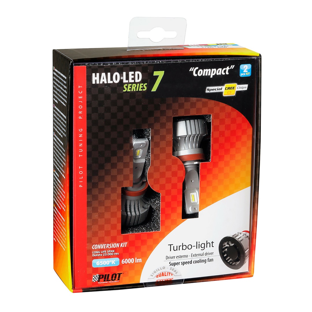 H8/H9/H11/H16 9-32V 6.500K 6.000lm 72W PGJ19-X HALO LED SERIE 7 COMPACT 8LED CREE 2ΤΕΜ. LED KIT H8/H9/H11/H16 9-32V 6.500K 6.000lm 72W PGJ19-X HALO LED SERIE 7 COMPACT 8LED CREE 2ΤΕΜ. LED KIT