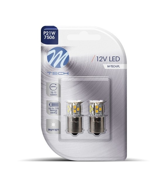 P21W 12V BA15s 1,6W 21xSMD2835 LED ΛΕΥΚΟ BLISTER 2ΤΕΜ. M-TECH P21W 12V BA15s 1,6W 21xSMD2835 LED ΛΕΥΚΟ BLISTER 2ΤΕΜ. M-TECH