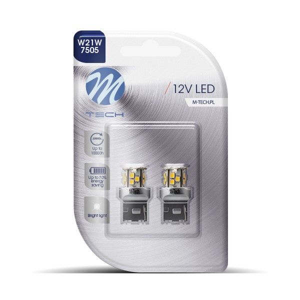W21W 12V W3x16d 1,8W 21xSMD2835 LED ΛΕΥΚΟ BLISTER 2ΤΕΜ. M-TECH W21W 12V W3x16d 1,8W 21xSMD2835 LED ΛΕΥΚΟ BLISTER 2ΤΕΜ. M-TECH