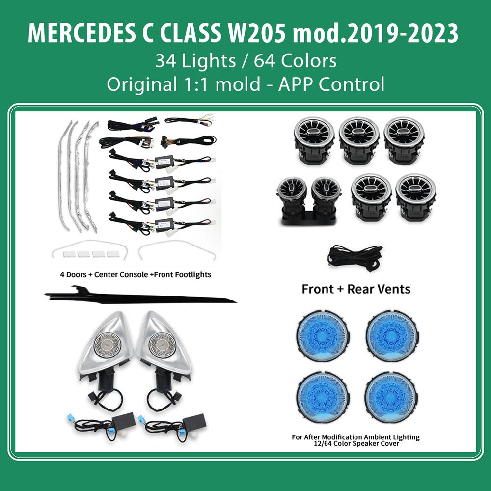DIQ AMBIENT 8161 DCP2 (FK) - BENZ C (W205) (Digital iQ Ambient Light for Mercedes C (W205) mod. 2015-2021 with 34 Lights FULLKIT) DIQ AMBIENT 8161 DCP2 (FK) - BENZ C (W205) (Digital iQ Ambient Light for Mercedes C (W205) mod. 2015-2021 with 34 Lights FULLKIT)
