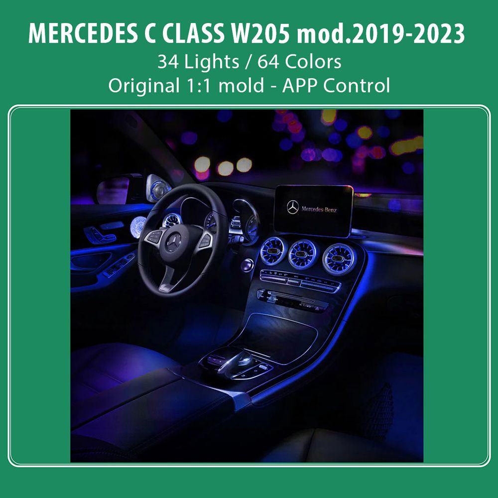 DIQ AMBIENT 8161 DCP2 (FK) - BENZ C (W205) (Digital iQ Ambient Light for Mercedes C (W205) mod. 2015-2021 with 34 Lights FULLKIT) DIQ AMBIENT 8161 DCP2 (FK) - BENZ C (W205) (Digital iQ Ambient Light for Mercedes C (W205) mod. 2015-2021 with 34 Lights FULLKIT)