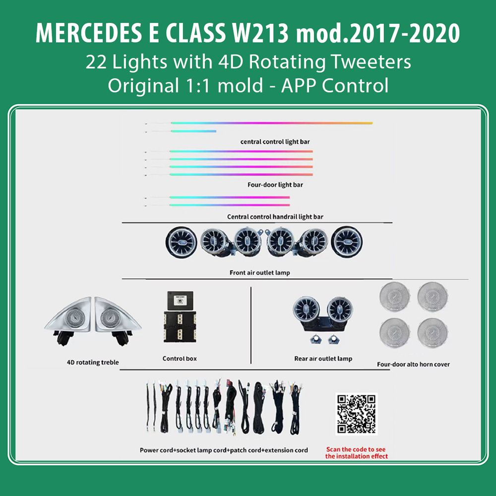 DIQ AMBIENT MERCEDES E (W213) BC07M5 (Digital iQ Ambient Light for Mercedes E (W213) mod. 2017-2020 with 22 Lights) DIQ AMBIENT MERCEDES E (W213) BC07M5 (Digital iQ Ambient Light for Mercedes E (W213) mod. 2017-2020 with 22 Lights)