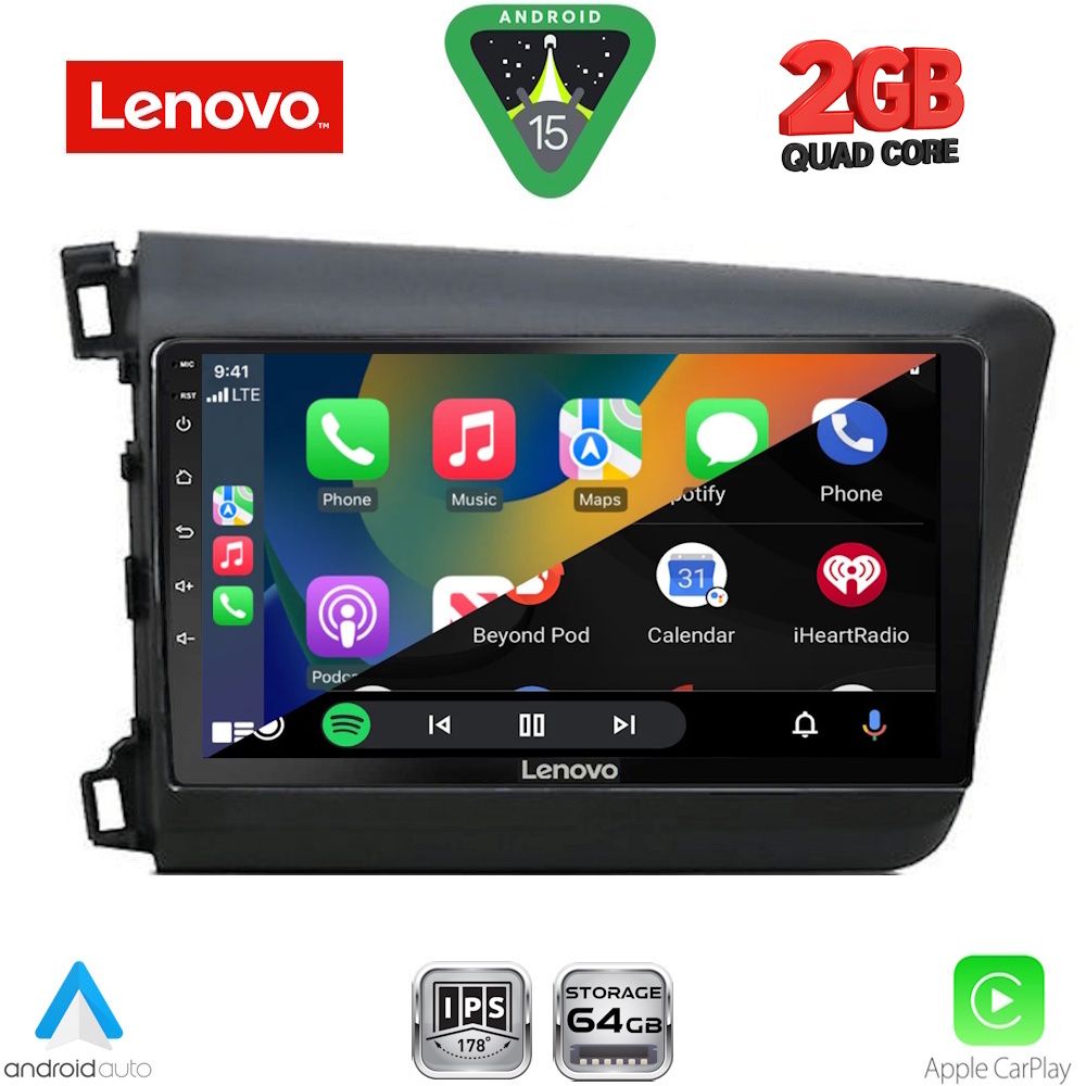 LENOVO LVD 21904D_CPA (9inc) MULTIMEDIA TABLET for HONDA CIVIC 4Doors mod. 2012-2016 LENOVO LVD 21904D_CPA (9inc) MULTIMEDIA TABLET for HONDA CIVIC 4Doors mod. 2012-2016