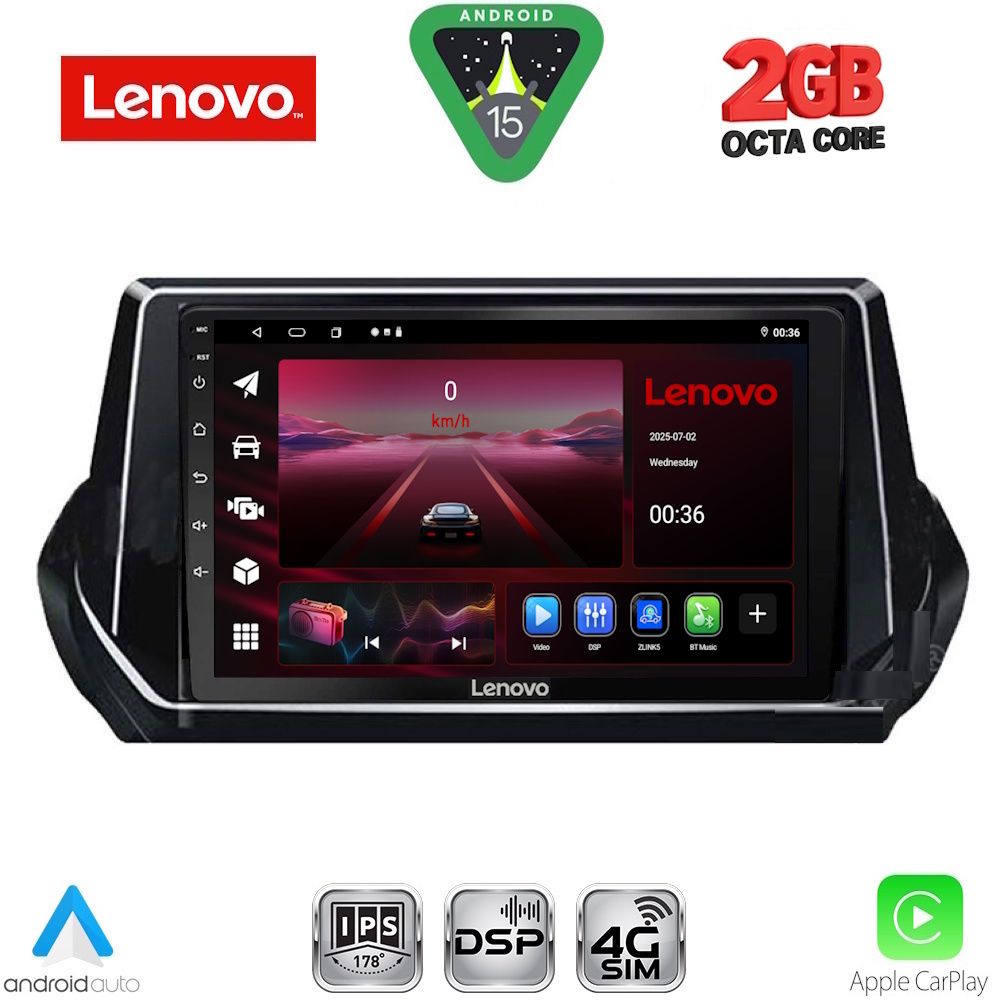 LENOVO LVF 5509_CPA (9inc) MULTIMEDIA TABLET for PEUGEOT 208 - 2008 mod. 2021-2026 LENOVO LVF 5509_CPA (9inc) MULTIMEDIA TABLET for PEUGEOT 208 - 2008 mod. 2021-2026