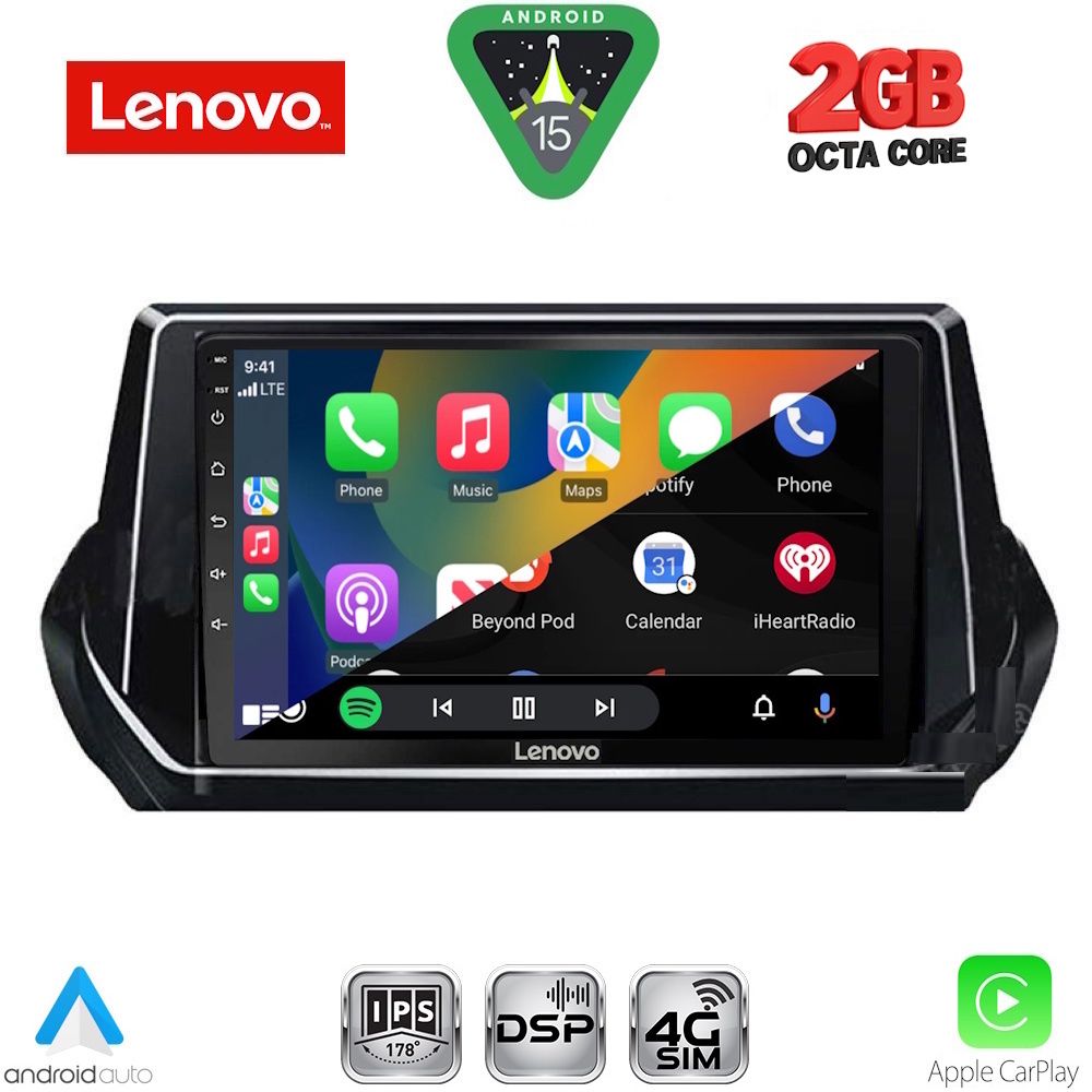 LENOVO LVF 5509_CPA (9inc) MULTIMEDIA TABLET for PEUGEOT 208 - 2008 mod. 2021-2026 LENOVO LVF 5509_CPA (9inc) MULTIMEDIA TABLET for PEUGEOT 208 - 2008 mod. 2021-2026