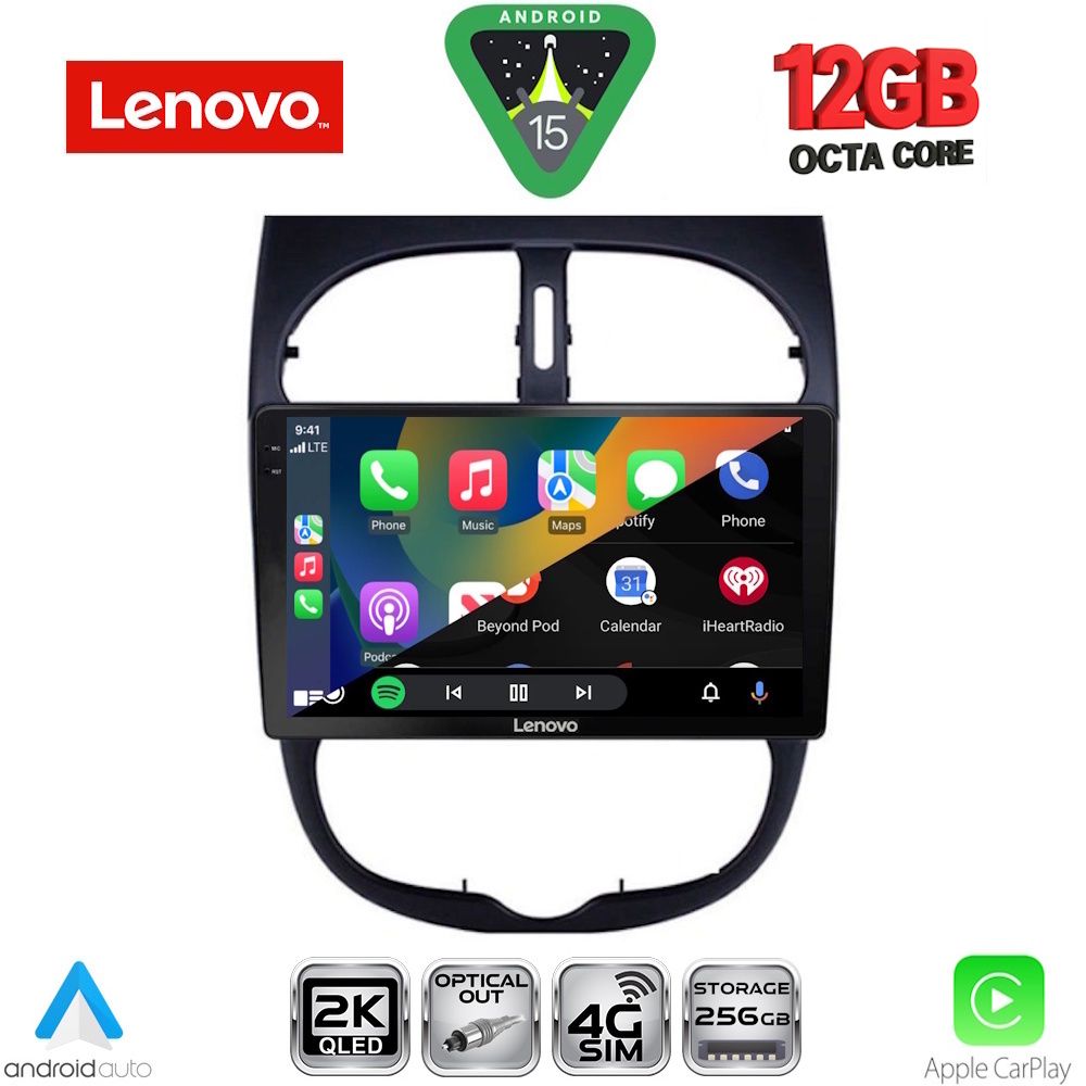 LENOVO SSZ 12506_CPA (9inc) MULTIMEDIA TABLET for PEUGEOT 206 mod. 1998-2006 LENOVO SSZ 12506_CPA (9inc) MULTIMEDIA TABLET for PEUGEOT 206 mod. 1998-2006