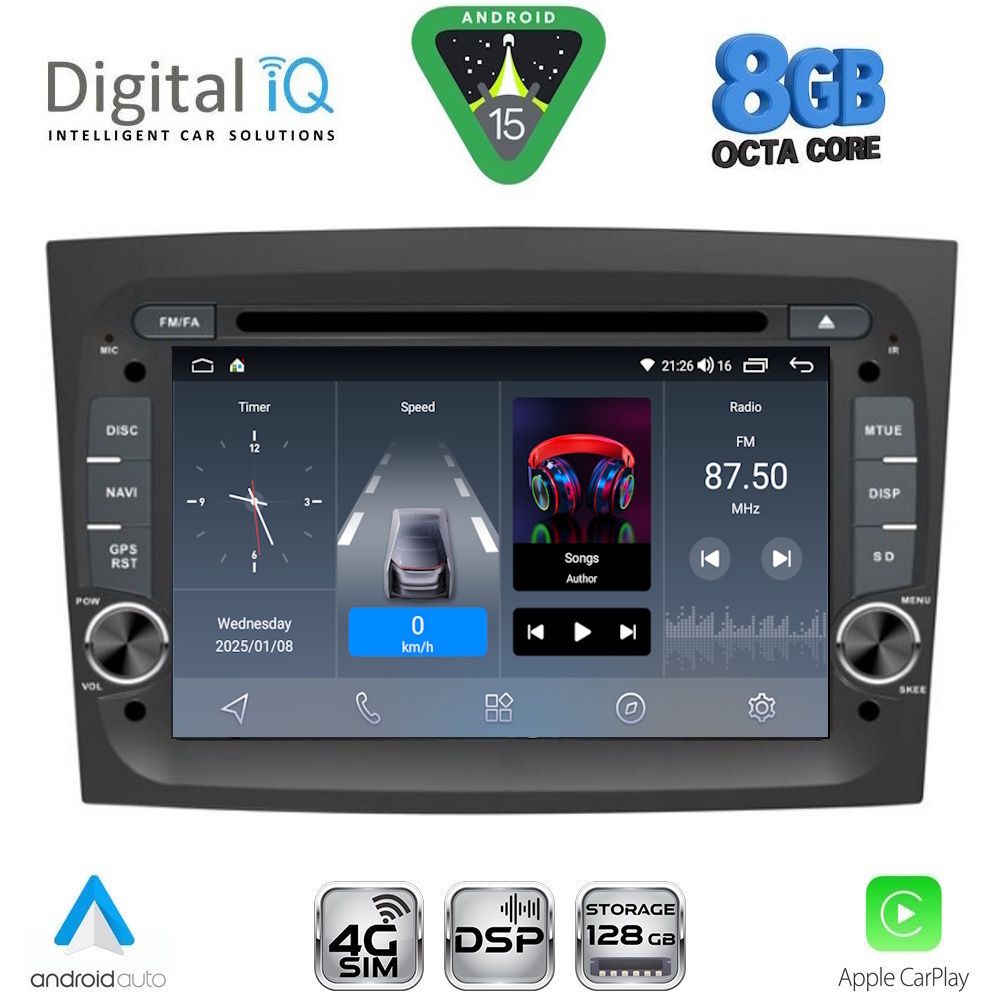 DIGITAL IQ BLM 738_CPA (7" DECK) MULTIMEDIA SYSTEM for FIAT DOBLO mod. 2015-2022 DIGITAL IQ BLM 738_CPA (7" DECK) MULTIMEDIA SYSTEM for FIAT DOBLO mod. 2015-2022