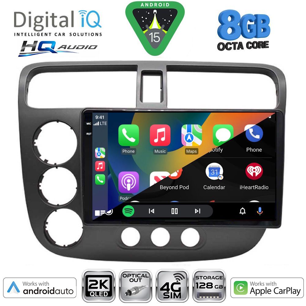 DIGITAL IQ BXK 20187_CPAA (9inc) MULTIMEDIA TABLET for HONDA CIVIC 4D mod. 2001-2006 DIGITAL IQ BXK 20187_CPAA (9inc) MULTIMEDIA TABLET for HONDA CIVIC 4D mod. 2001-2006