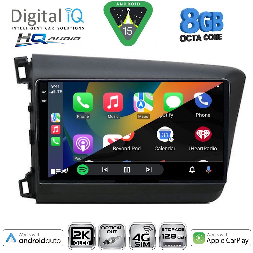 DIGITAL IQ BXK 201904D_CPAA (9inc) MULTIMEDIA TABLET for HONDA CIVIC 4Doors mod. 2012-2016 DIGITAL IQ BXK 201904D_CPAA (9inc) MULTIMEDIA TABLET for HONDA CIVIC 4Doors mod. 2012-2016