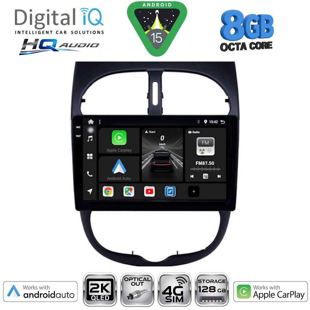 DIGITAL IQ BXK 20506_CPAA (9inc) MULTIMEDIA TABLET for PEUGEOT 206 mod. 1998-2006 DIGITAL IQ BXK 20506_CPAA (9inc) MULTIMEDIA TABLET for PEUGEOT 206 mod. 1998-2006
