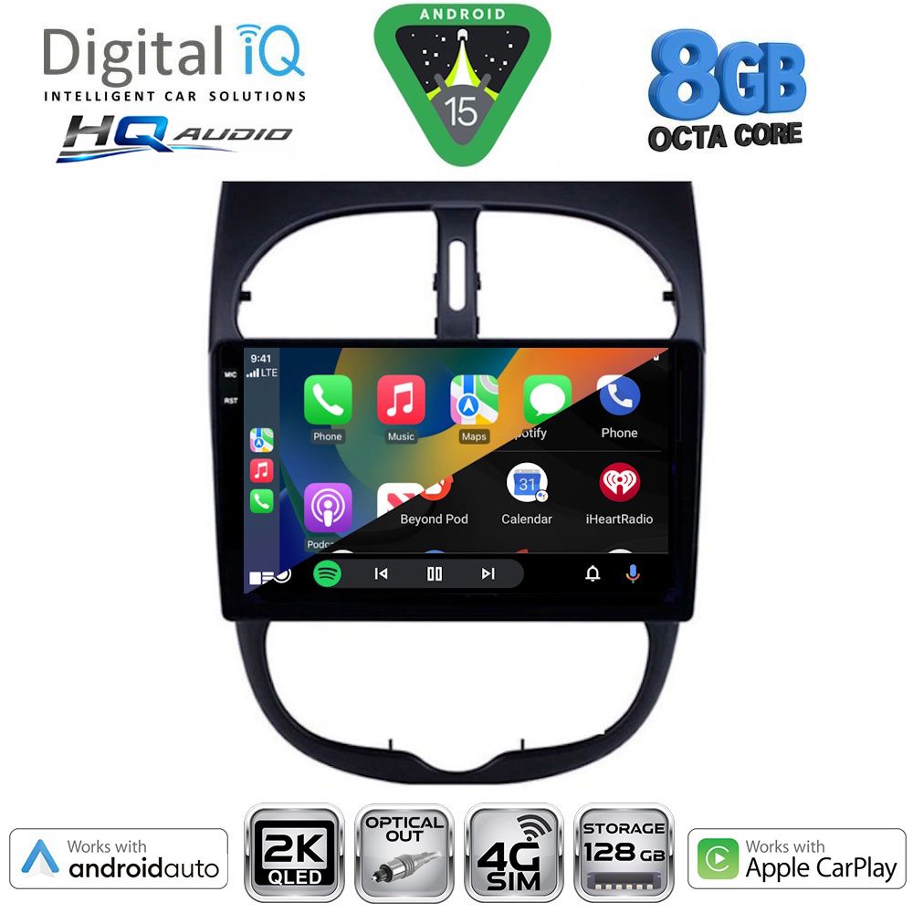 DIGITAL IQ BXK 20506_CPAA (9inc) MULTIMEDIA TABLET for PEUGEOT 206 mod. 1998-2006 DIGITAL IQ BXK 20506_CPAA (9inc) MULTIMEDIA TABLET for PEUGEOT 206 mod. 1998-2006