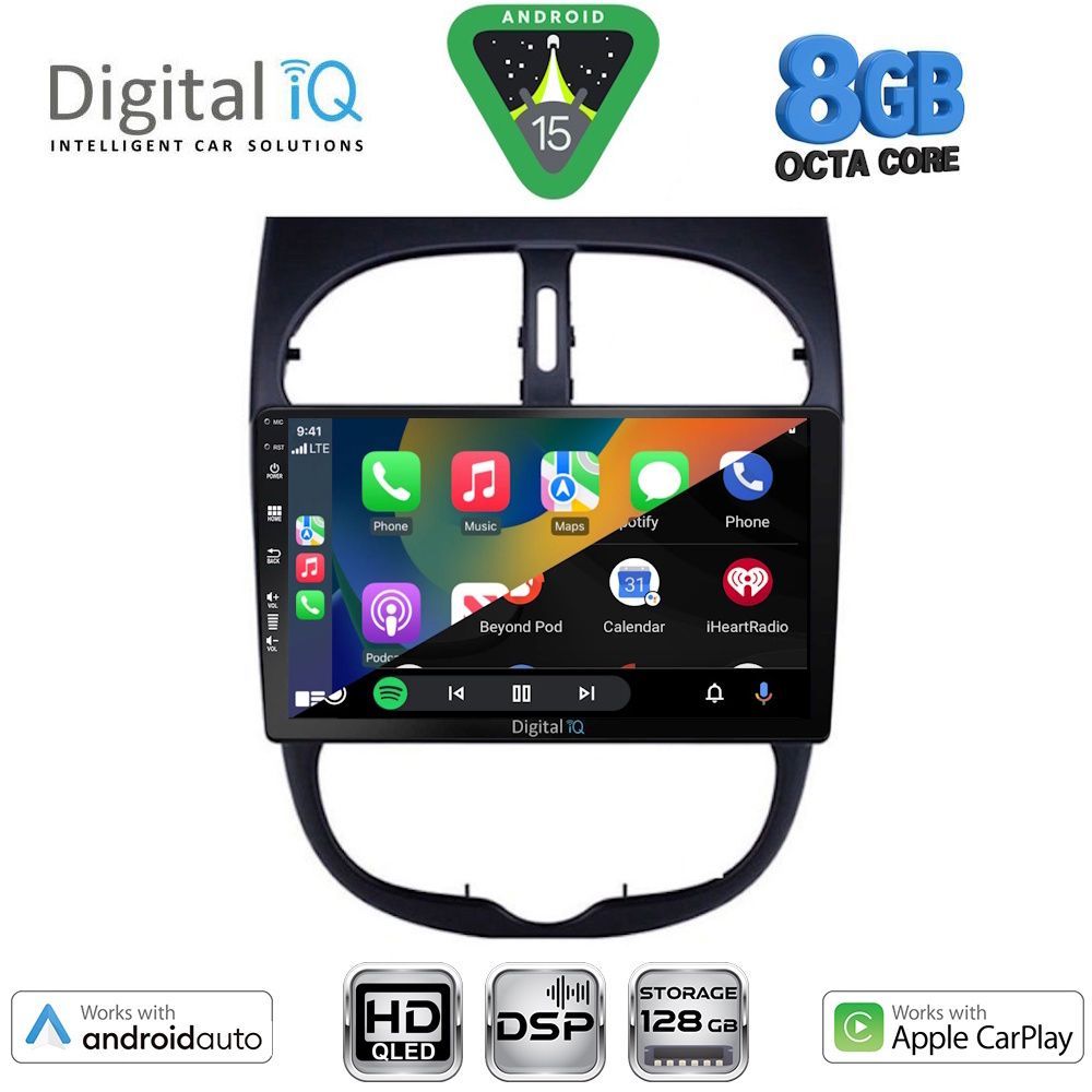 DIGITAL IQ BXF 18506_CPAA (9inc) MULTIMEDIA TABLET for PEUGEOT 206 mod. 1998-2006 DIGITAL IQ BXF 18506_CPAA (9inc) MULTIMEDIA TABLET for PEUGEOT 206 mod. 1998-2006