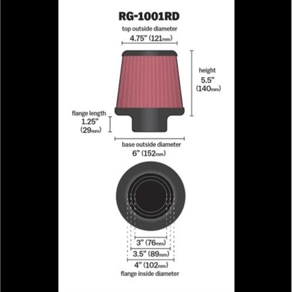 Φιλτροχοάνη Ανοιχτή Universal Φ 76x89x102-140 1τμχ K&N Φιλτροχοάνη Ανοιχτή Universal Φ 76x89x102-140 1τμχ K&N