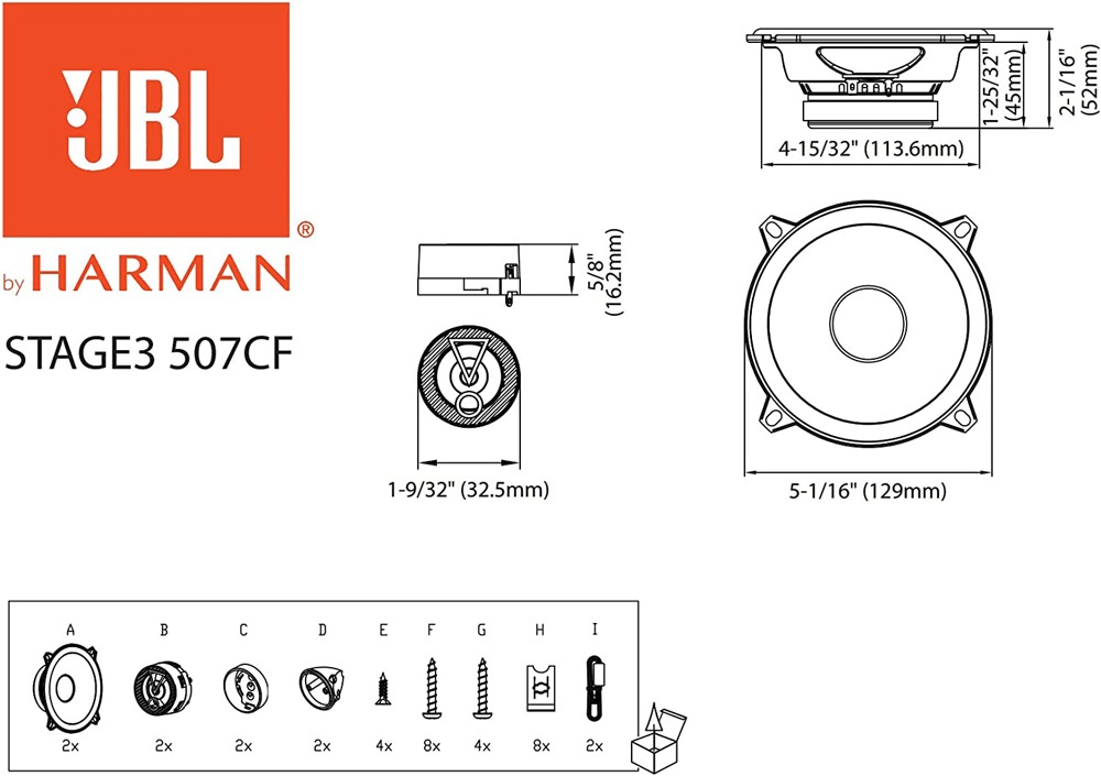 JBL STAGE3 507CF (5.25”, 130mm - 135W) JBL STAGE3 507CF (5.25”, 130mm - 135W)