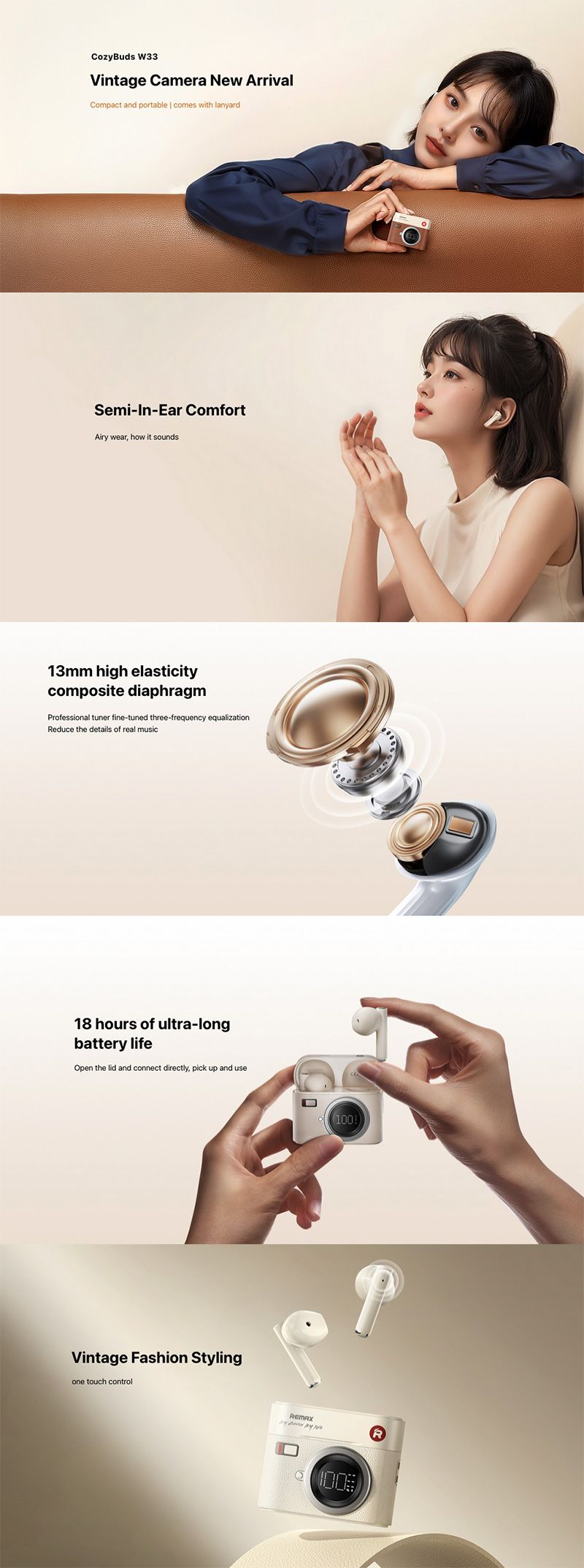 REMAX COZYBUDS W33 (BROWN) TRUE WIRELESS EARBUDS REMAX COZYBUDS W33 (BROWN) TRUE WIRELESS EARBUDS