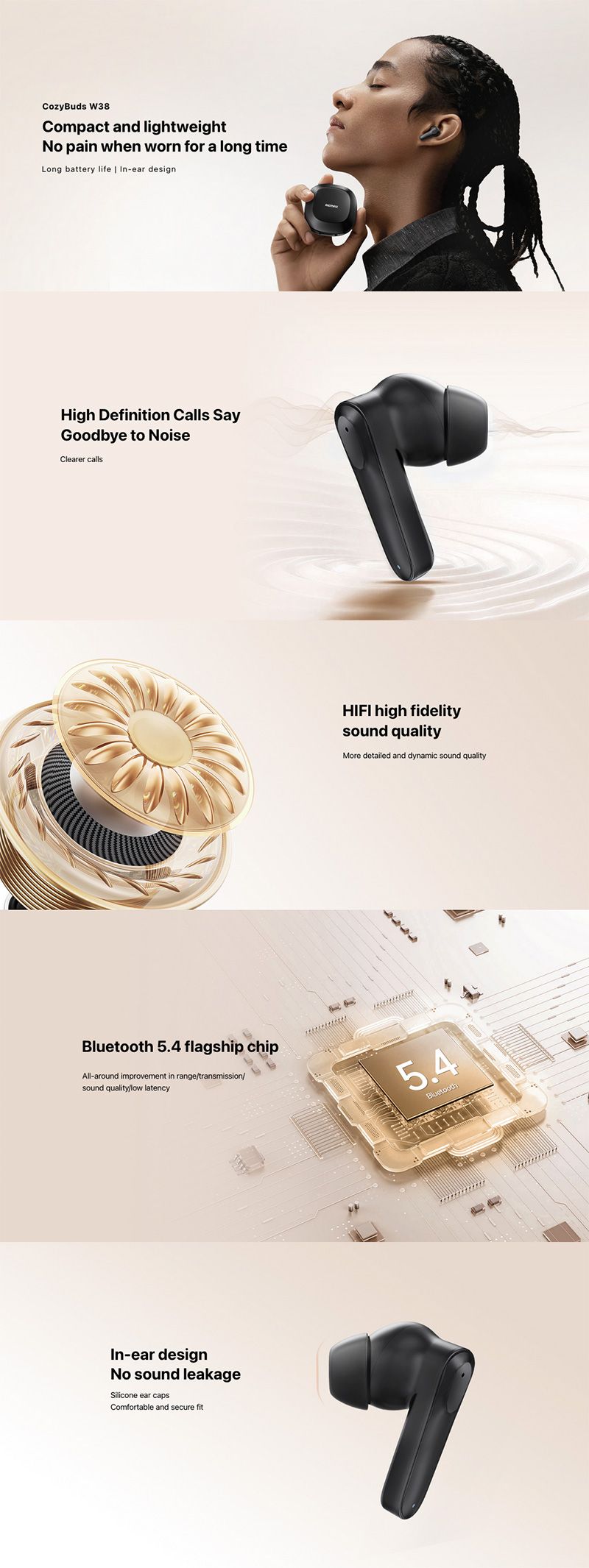 REMAX COZYBUDS W38 TRUE WIRELESS STEREO EARBUDS REMAX COZYBUDS W38 TRUE WIRELESS STEREO EARBUDS