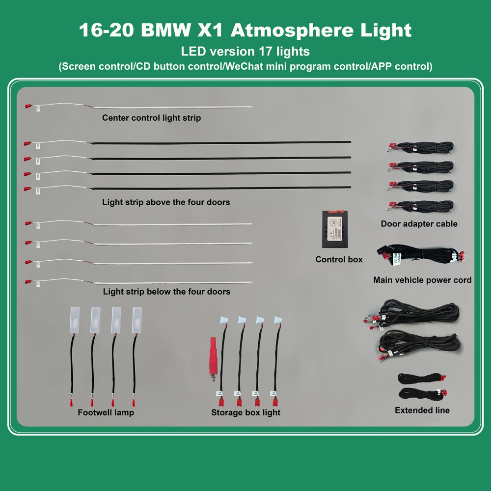 DIQ AMBIENT BMW X1 (F48) (Digital iQ Ambient Light for BMW X1 F48 mod. 2016-2022 with 17 Lights) DIQ AMBIENT BMW X1 (F48) (Digital iQ Ambient Light for BMW X1 F48 mod. 2016-2022 with 17 Lights)