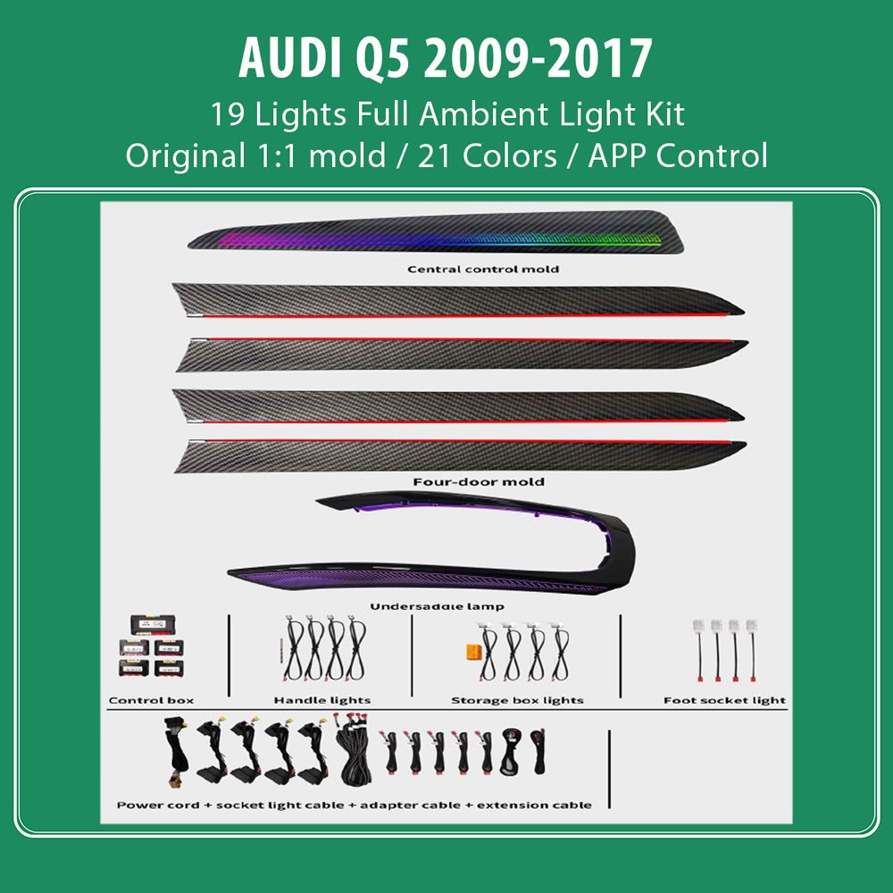 DIQ AMBIENT AUDI Q5 FULL (8R) (Digital iQ Ambient Light for Audi Q5 mod. 2008-2017 with 19 Lights) DIQ AMBIENT AUDI Q5 FULL (8R) (Digital iQ Ambient Light for Audi Q5 mod. 2008-2017 with 19 Lights)