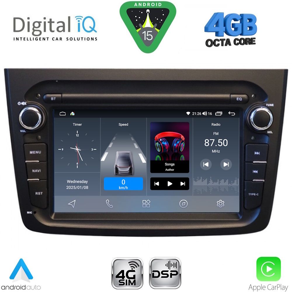 DIGITAL IQ BLG 457BL_CPA (7" DECK) MULTIMEDIA SYSTEM for ALFA ROMEO MITO mod. 2008-2018 (BLACK) DIGITAL IQ BLG 457BL_CPA (7" DECK) MULTIMEDIA SYSTEM for ALFA ROMEO MITO mod. 2008-2018 (BLACK)