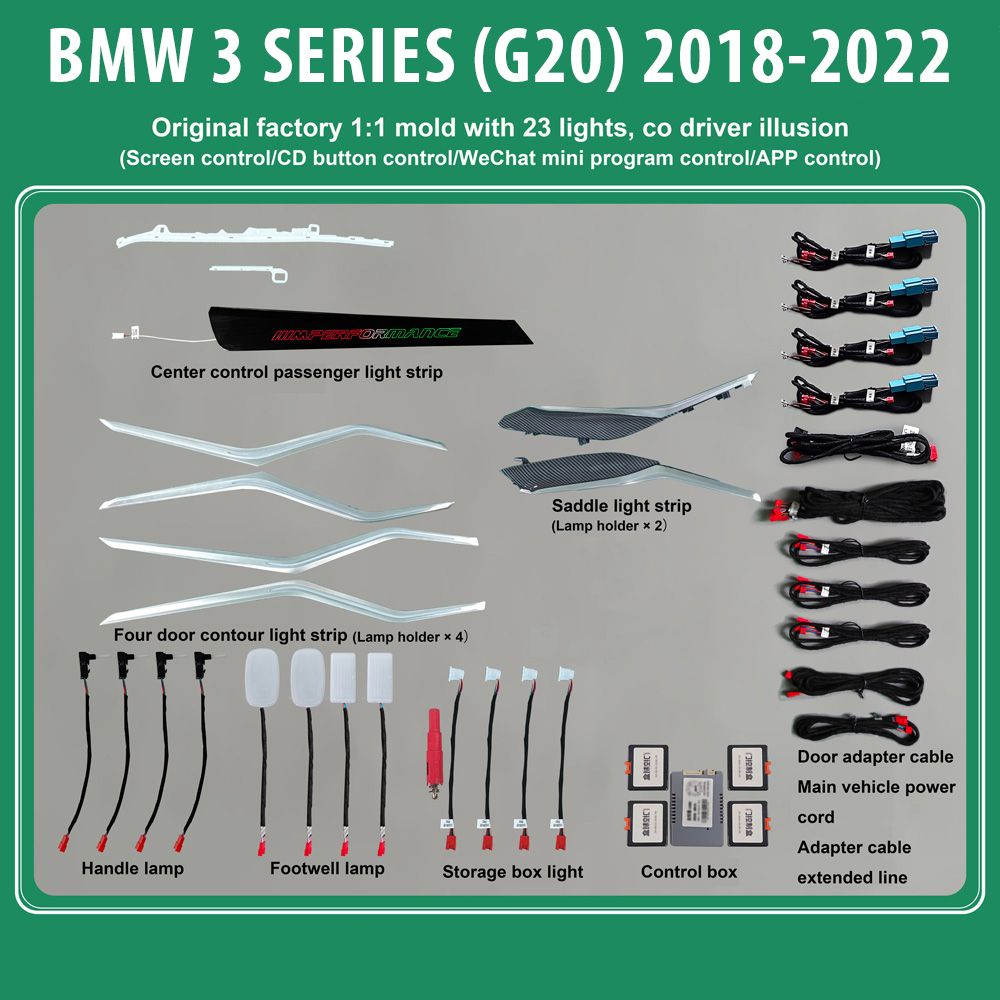 DIQ AMBIENT BMW S.3 (G20) mod. 2018-2022 (Digital iQ Ambient Light for BMW Series 3 mod. 2018-2022 with 23 Lights) DIQ AMBIENT BMW S.3 (G20) mod. 2018-2022 (Digital iQ Ambient Light for BMW Series 3 mod. 2018-2022 with 23 Lights)