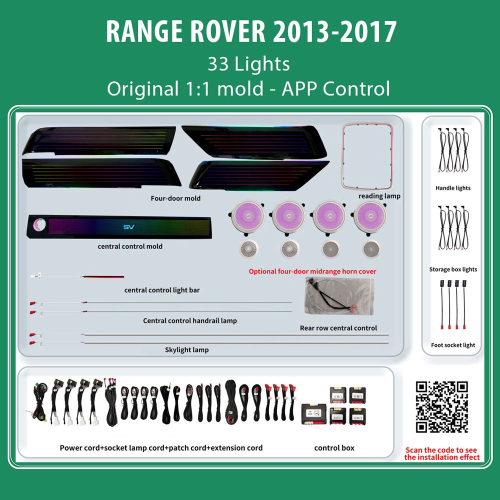 DIQ AMBIENT LR RANGE ROVER (L405) FULL mod. 2013-2017 (Digital iQ Ambient Light for LAND ROVER RANGE ROVER L405 mod. 2013-2017 with 33 Lights) DIQ AMBIENT LR RANGE ROVER (L405) FULL mod. 2013-2017 (Digital iQ Ambient Light for LAND ROVER RANGE ROVER L405 mod. 2013-2017 with 33 Lights)