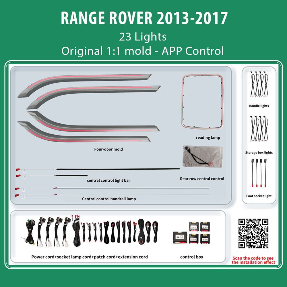 DIQ AMBIENT LR RANGE ROVER (L405) SM mod. 2013-2017 (Digital iQ Ambient Light for LAND ROVER RANGE ROVER L405 mod. 2013-2017 with 23 Lights) DIQ AMBIENT LR RANGE ROVER (L405) SM mod. 2013-2017 (Digital iQ Ambient Light for LAND ROVER RANGE ROVER L405 mod. 2013-2017 with 23 Lights)