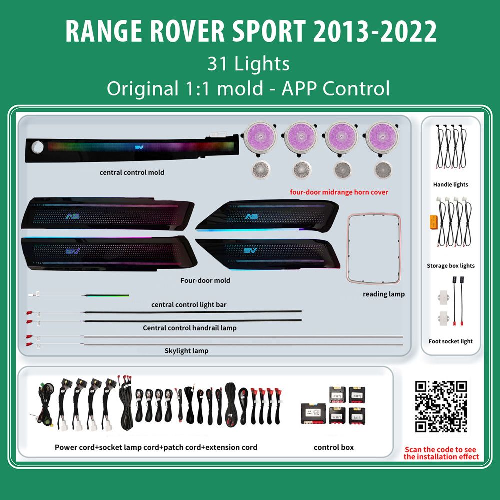 DIQ AMBIENT LR RANGE ROVER SPORT (L494) FULL mod. 2013-2022 (Digital iQ Ambient Light for LAND ROVER RANGE ROVER SPORT L494 mod. 2013-2021 with 31 Lights) DIQ AMBIENT LR RANGE ROVER SPORT (L494) FULL mod. 2013-2022 (Digital iQ Ambient Light for LAND ROVER RANGE ROVER SPORT L494 mod. 2013-2021 with 31 Lights)