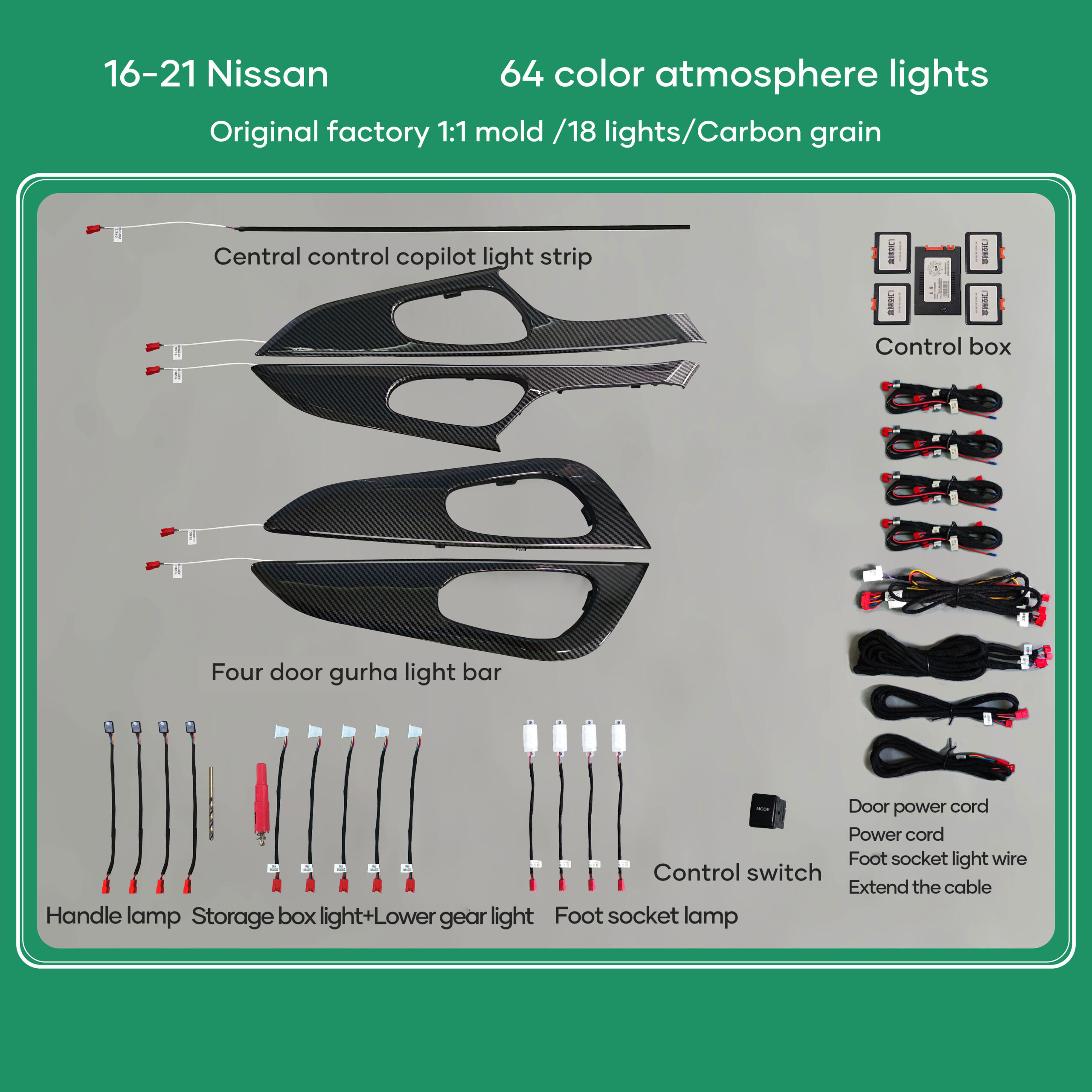 DIQ AMBIENT NISSAN XTRAIL II (PB) (Digital iQ Ambient Light for NISSAN XTRAIL mod. 2014-2021 with 18 Lights) PIANO BLACK DIQ AMBIENT NISSAN XTRAIL II (PB) (Digital iQ Ambient Light for NISSAN XTRAIL mod. 2014-2021 with 18 Lights) PIANO BLACK