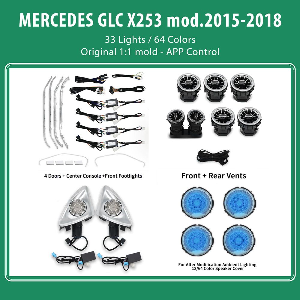 DIQ AMBIENT 8161 DCO - BENZ GLC (X253) (Digital iQ Ambient Light for Mercedes GLC (X253) mod. 2015-2018 with 33 Lights) DIQ AMBIENT 8161 DCO - BENZ GLC (X253) (Digital iQ Ambient Light for Mercedes GLC (X253) mod. 2015-2018 with 33 Lights)