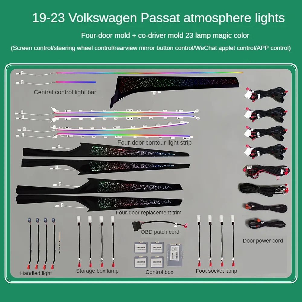 DIQ AMBIENT VW PASSAT III (FK) mod. 2019-2023 (Digital iQ Ambient Light for VW Passat mod. 2019-2023 FULL KIT with 23 lights) DIQ AMBIENT VW PASSAT III (FK) mod. 2019-2023 (Digital iQ Ambient Light for VW Passat mod. 2019-2023 FULL KIT with 23 lights)