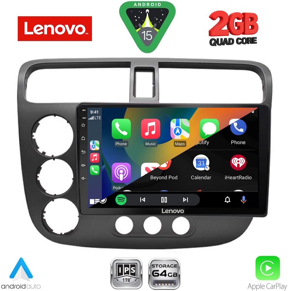 LENOVO LVD 2187_CPA (9inc) MULTIMEDIA TABLET for HONDA CIVIC 4D mod. 2001-2006 LENOVO LVD 2187_CPA (9inc) MULTIMEDIA TABLET for HONDA CIVIC 4D mod. 2001-2006