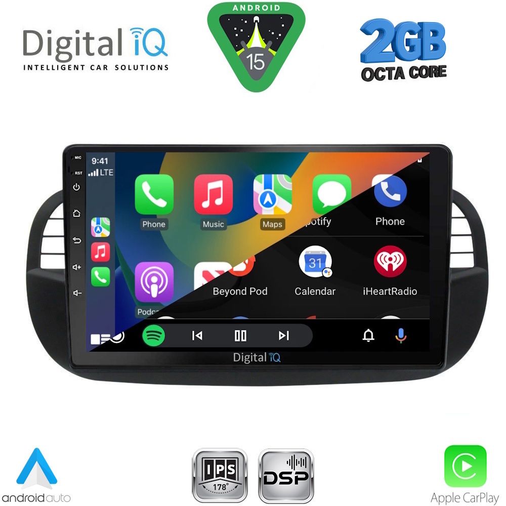 DIGITAL IQ RSF 4130BL_CPA (9inc) MULTIMEDIA TABLET for FIAT 500 mod. 2007-2015 (BLACK) DIGITAL IQ RSF 4130BL_CPA (9inc) MULTIMEDIA TABLET for FIAT 500 mod. 2007-2015 (BLACK)