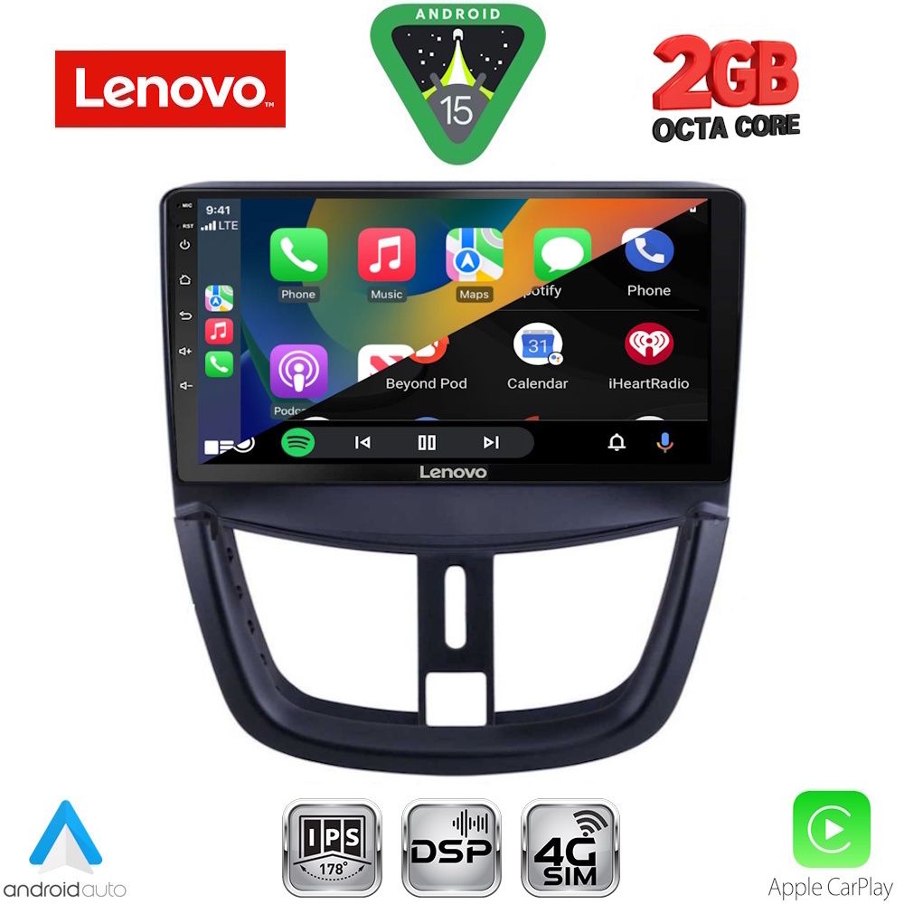 LENOVO LVF 5507_CPA (9inc) MULTIMEDIA TABLET for PEUGEOT 207 mod. 2007-2014 LENOVO LVF 5507_CPA (9inc) MULTIMEDIA TABLET for PEUGEOT 207 mod. 2007-2014